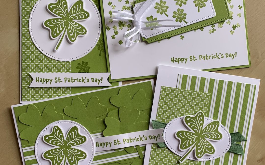 Make FOUR Lucky Clover St Patricks day cards