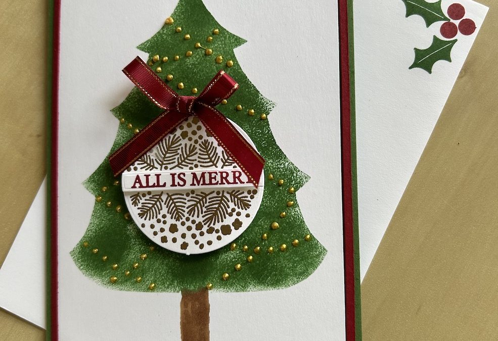 How to make a Christmas tree stencil card